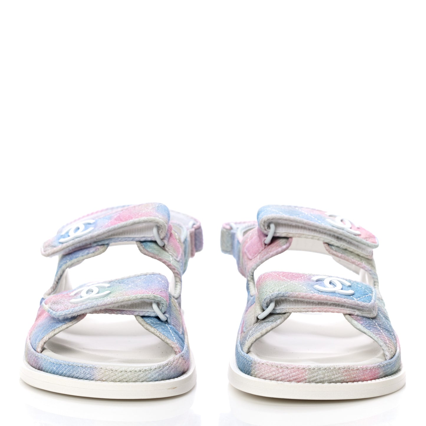 Printed Fabric Quilted Dad Sandals 38 Green Pink Blue