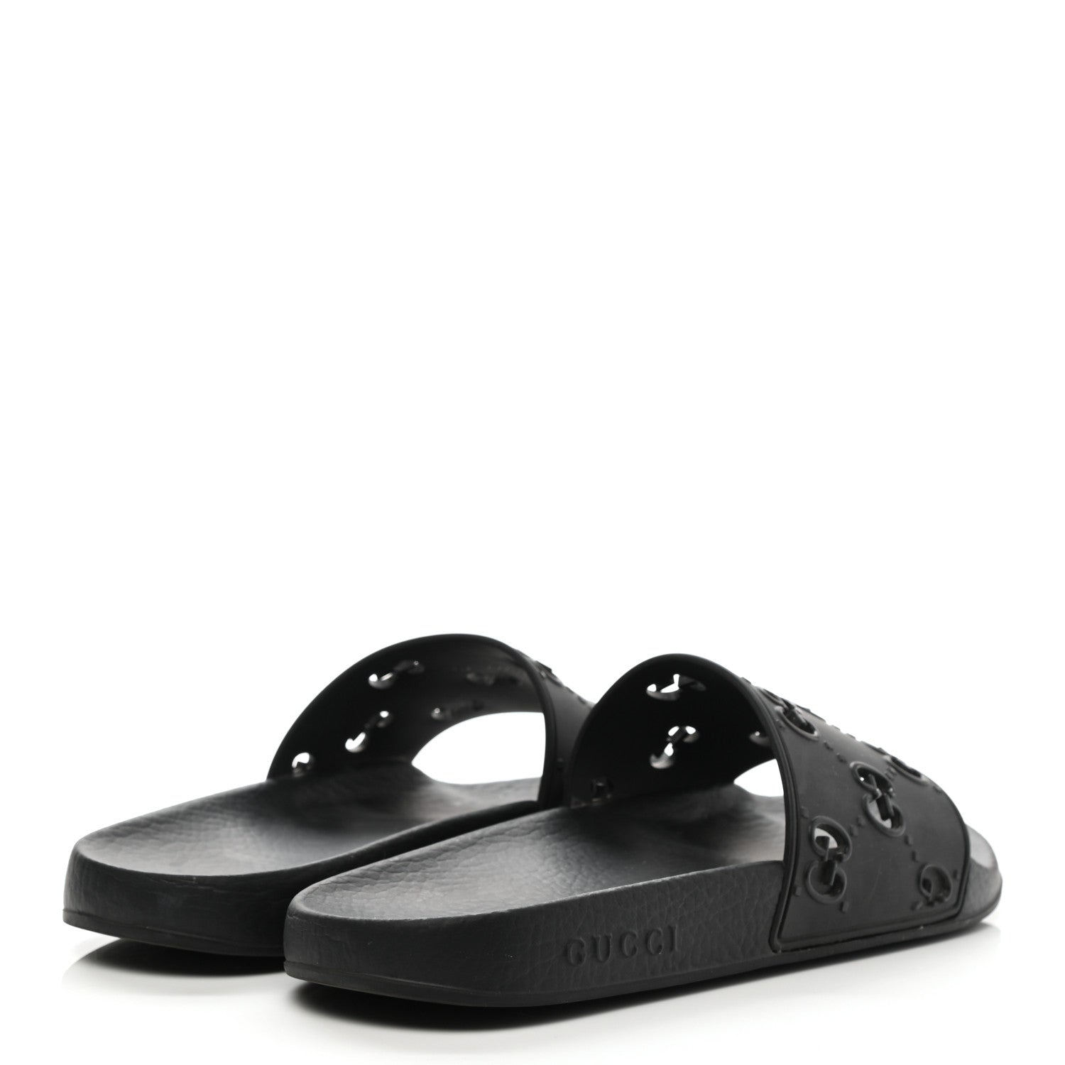 Gucci Rubber GG Monogram Perforated Womens Slide Sandals 40 Black 4 of 7