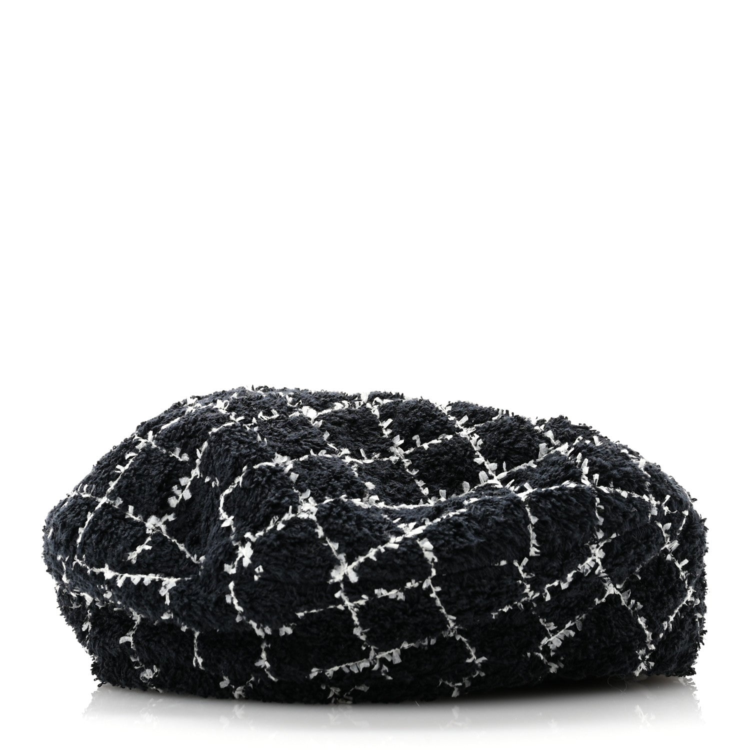 Chanel Tweed Beret Hat L Black White 4 of 8