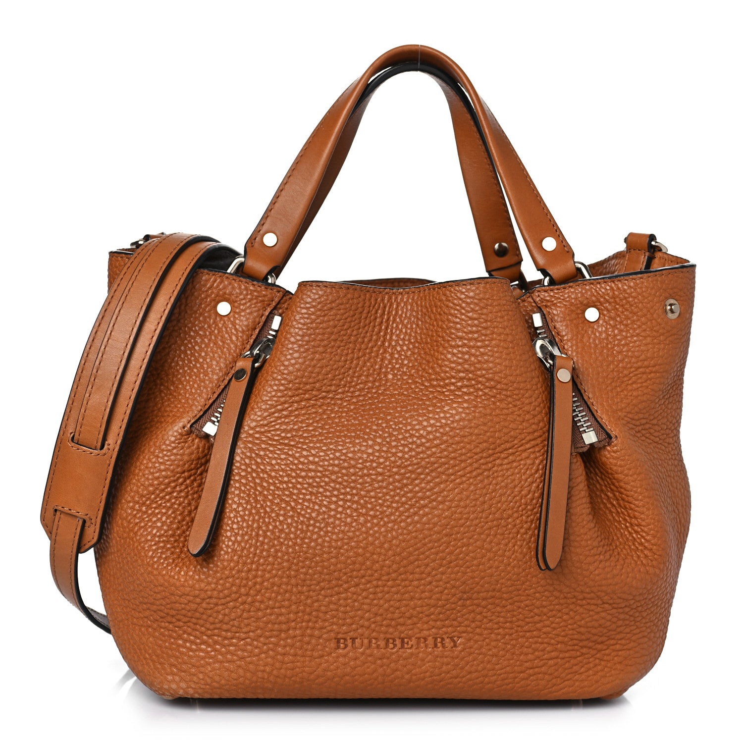 Burberry Grainy Calfskin House Check Small Maidstone Saddle Brown 1 of 8