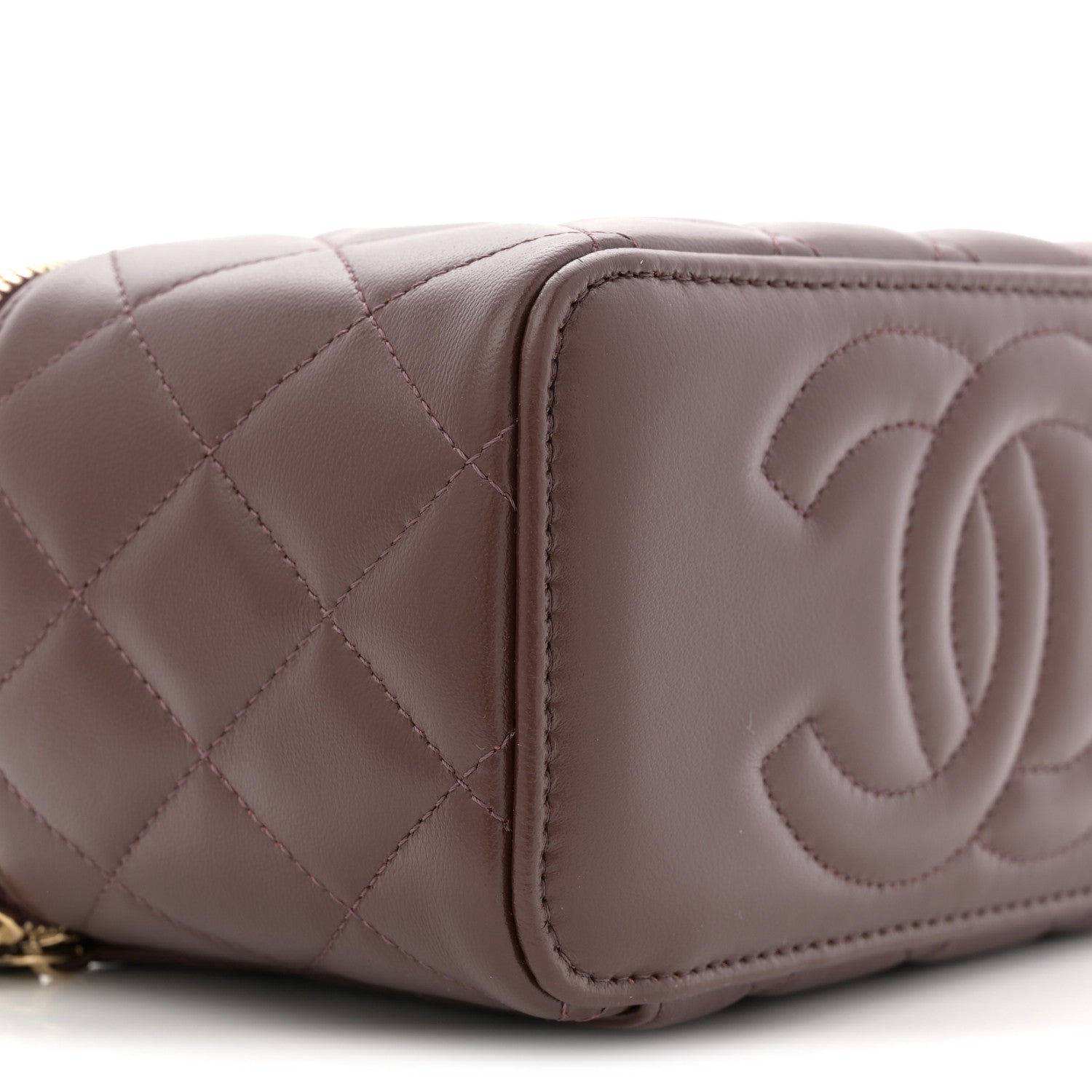 Chanel Lambskin Quilted Small Top Handle Vanity Case With Chain Dark Brown 9 of 11