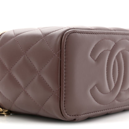 Chanel Lambskin Quilted Small Top Handle Vanity Case With Chain Dark Brown 9 of 11