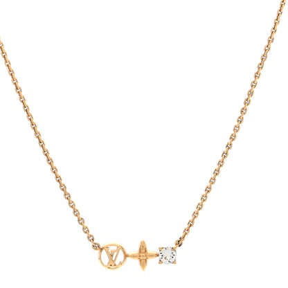 Louis Vuitton Metal Crystal Petite Louis Necklace Gold 1 of 4