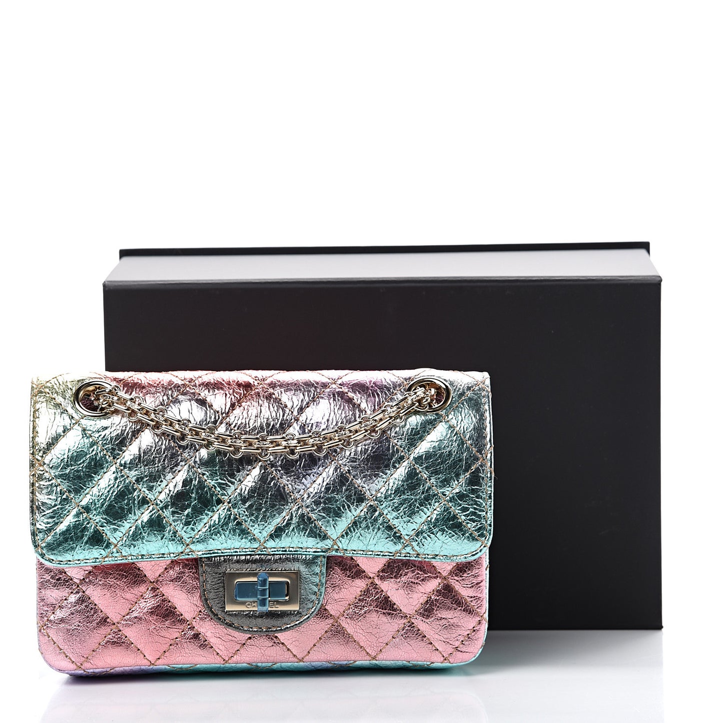 Metallic Goatskin Quilted Mini 2.55 Reissue Flap Multicolor