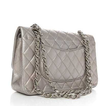 Chanel Metallic Lambskin Quilted Medium Double Flap Silver 2 of 9