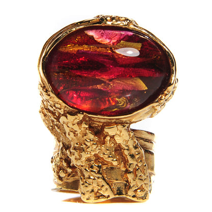 Saint Laurent Glass Cabochon Love Arty Ovale Ring 8 Pink 1 of 3
