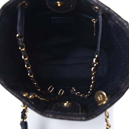 Chanel Lurex Canvas Mini Deauville Tote Navy Blue Gold 5 of 9