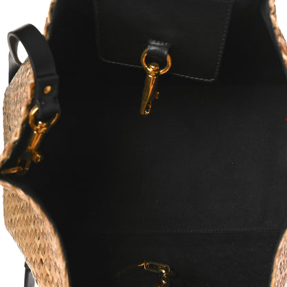 Valentino Garavani Raffia Medium Vlogo Escape Shopper Natural Black Rouge 6 of 10
