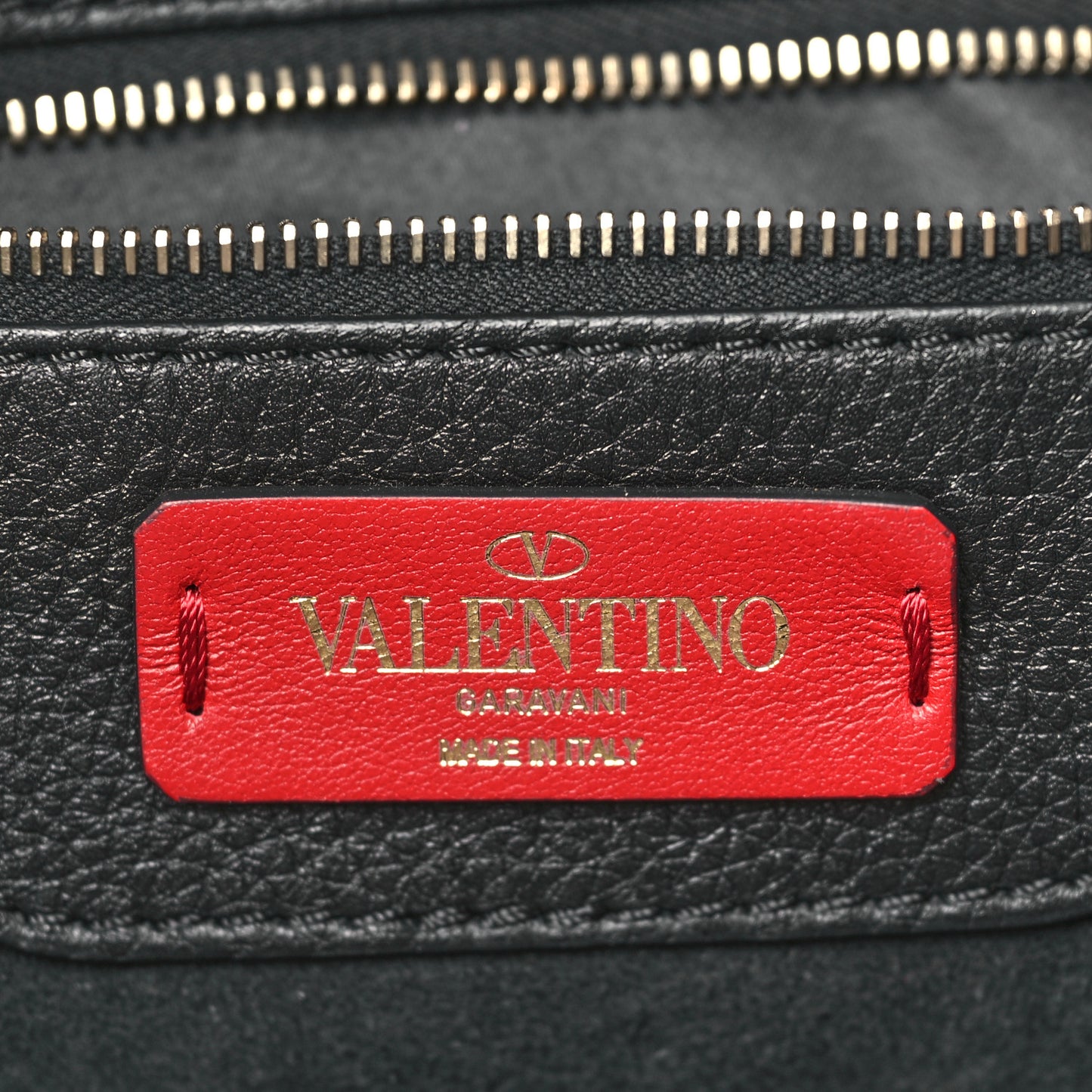 Grained Calfskin Rockstud Shoulder Tote Black