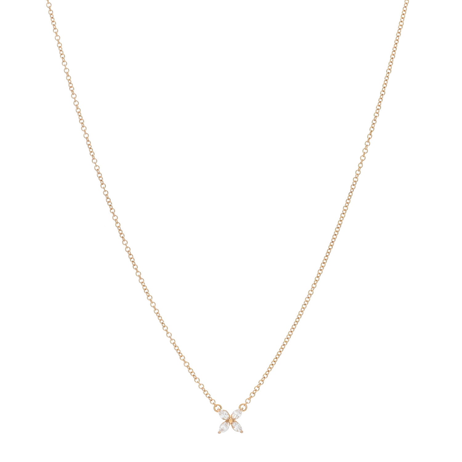 Tiffany 18K Rose Gold Diamond Mini Victoria Necklace 1 of 4