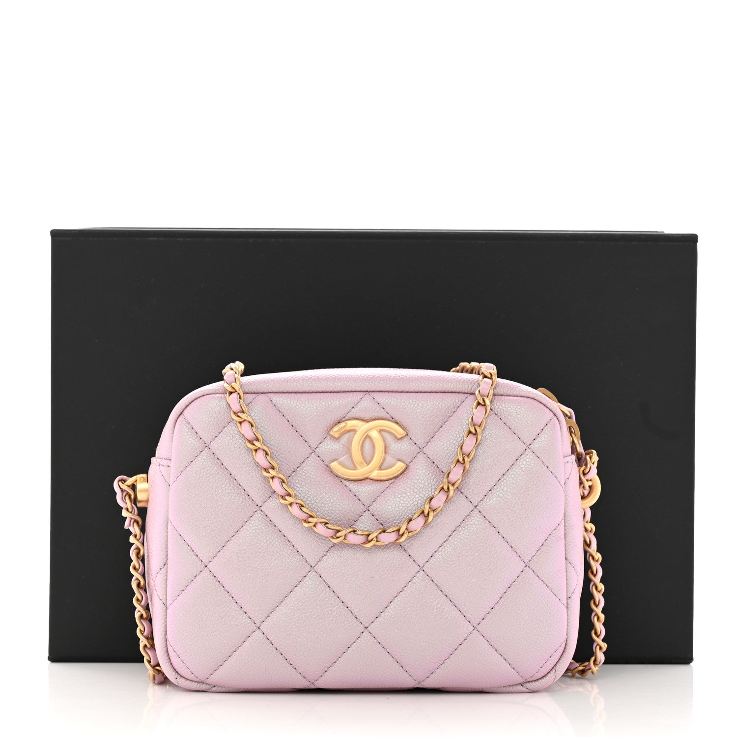 Chanel Iridescent Caviar Quilted Mini My Perfect Camera Case Pink 11 of 11