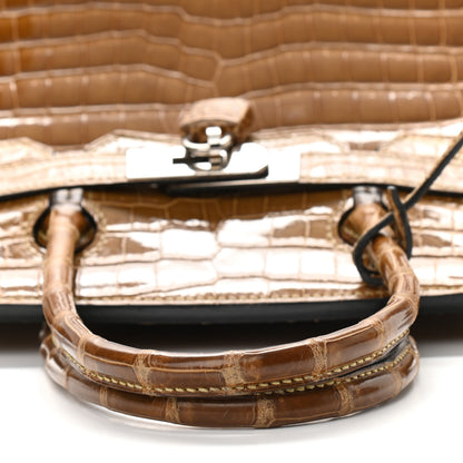 Hermes Shiny Porosus Crocodile Birkin 30 Ficelle Chartreuse 13 of 42