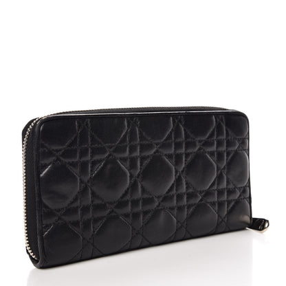 Christian Dior Lambskin Cannage Lady Dior Zip Wallet Black 3 of 11