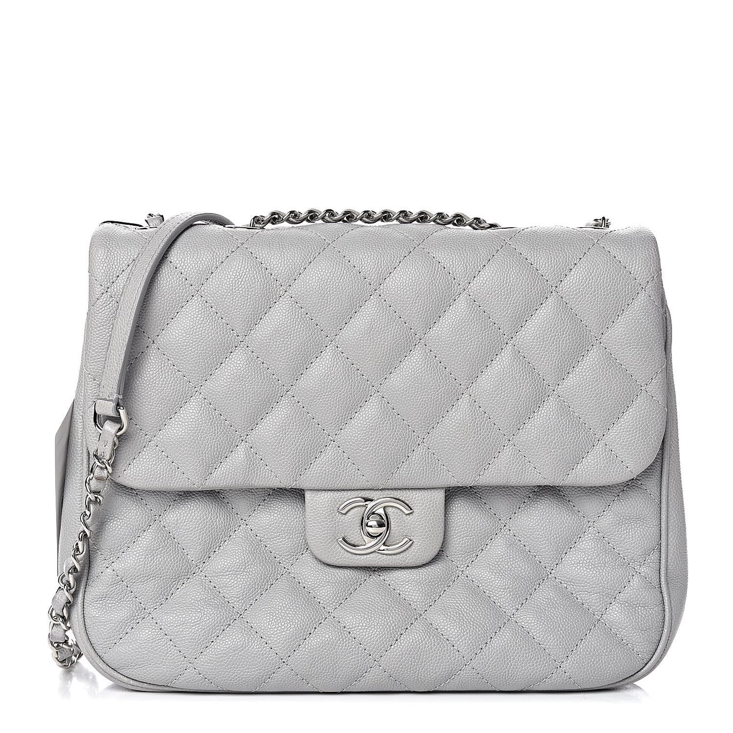 Caviar Quilted Large Urban Companion Flap Grey