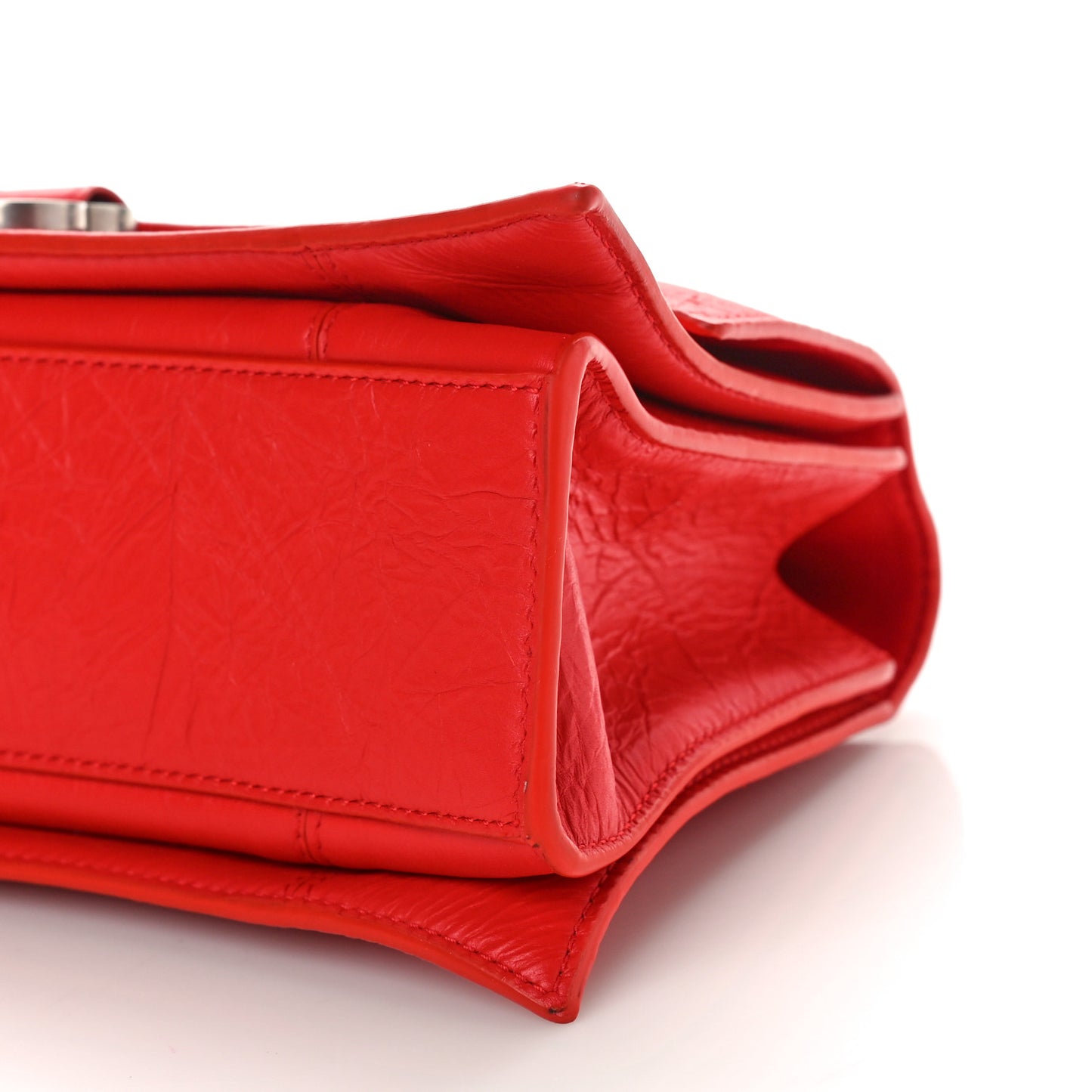 Arena Calfskin Small Crush Chain Bag Tomato Red