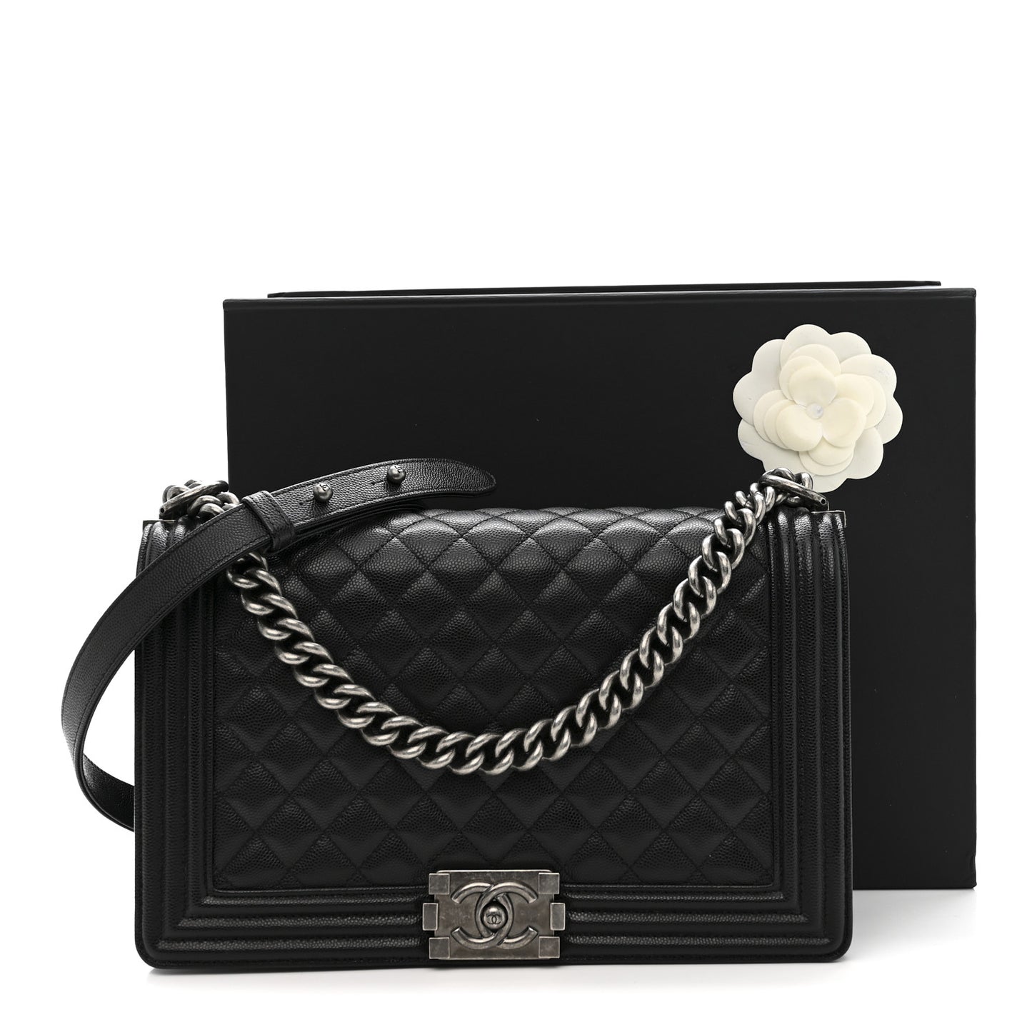 Caviar Quilted New Medium Boy Flap Black