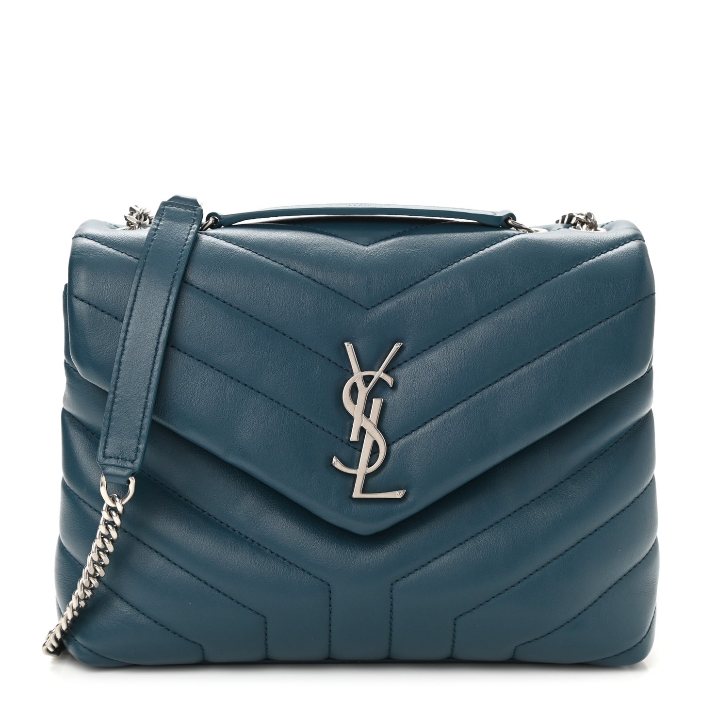 Calfskin Y Quilted Monogram Small Loulou Chain Satchel Green