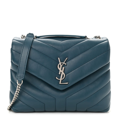 Saint Laurent Calfskin Y Quilted Monogram Small Loulou Chain Satchel Green 1 of 11