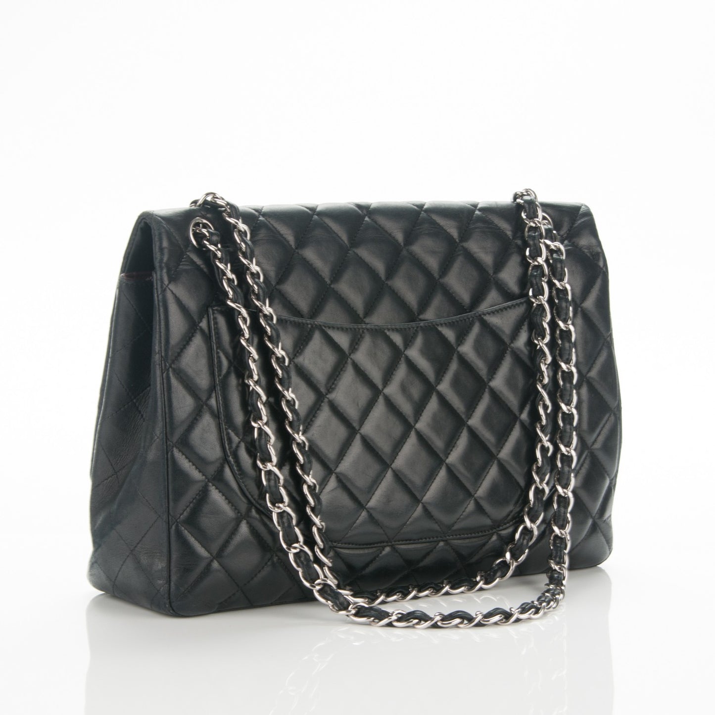 Lambskin Quilted Maxi Single Flap Black