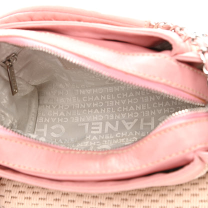 Chanel Canvas Woven Lambskin Lax Accordion Hobo Pink 5 of 11