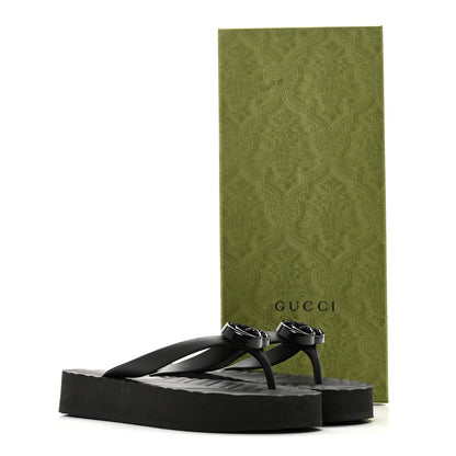 Gucci Rubber Chevron Womens GG Thong Sandals 35 Black 9 of 9