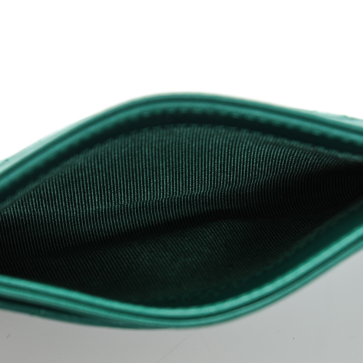 Lambskin Quilted Card Holder Green
