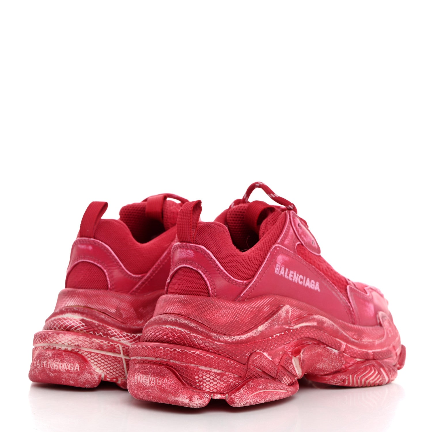 Balenciaga Fabric Mesh Faded Washed Womens Triple S Sneakers 36 Red 4 of 8
