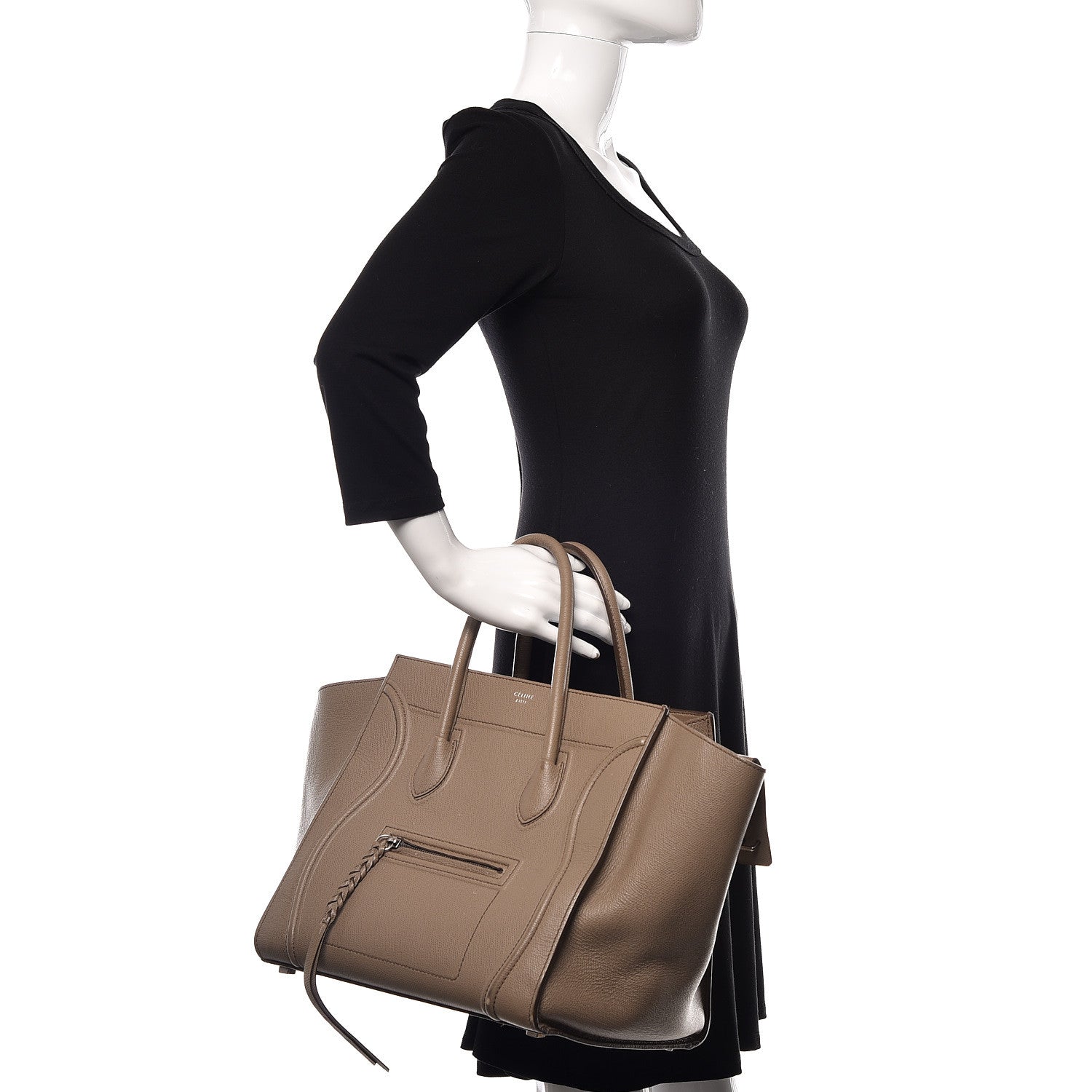 Celine Grained Calfskin Medium Phantom Luggage Taupe 2 of 20