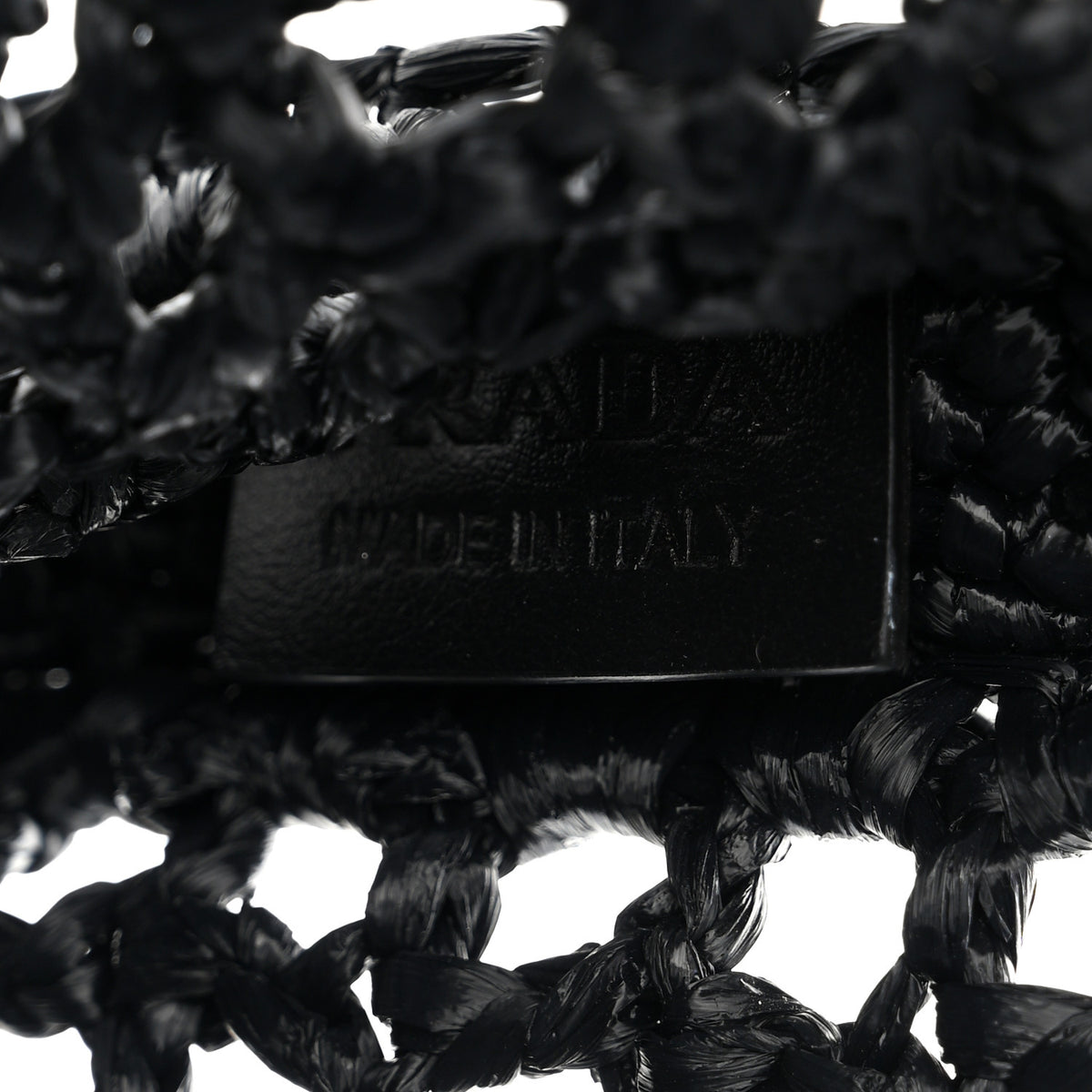 Prada Yarn Raffia Effect Crochet Logo Embroidered Tote Bag Black 6 of 9