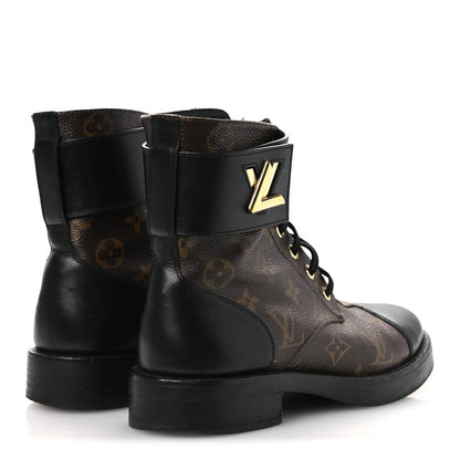 Louis Vuitton Calfskin Monogram Wonderland Flat Ranger Boots 36.5 Black 5 of 15