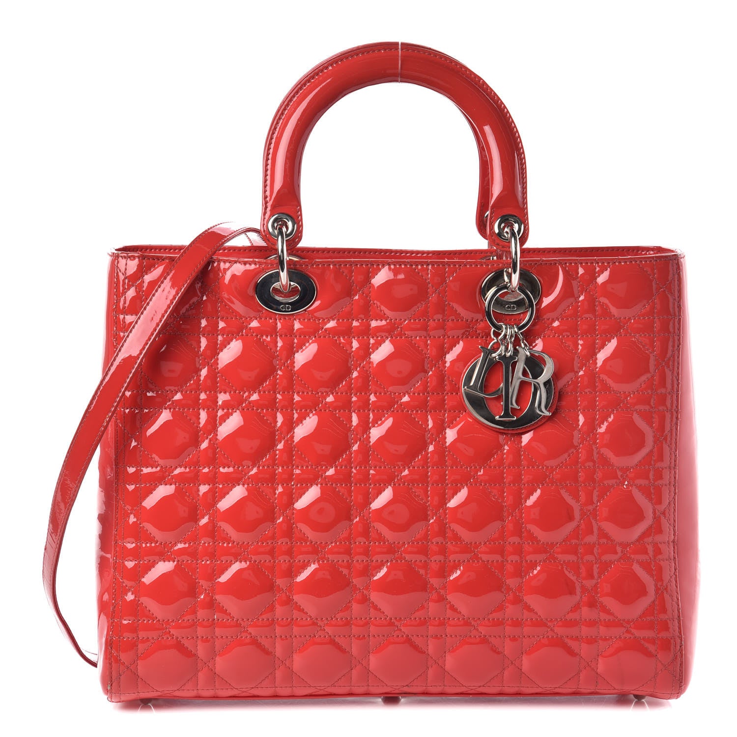 Christian Dior Patent Cannage Large Lady Dior Red 1 of 28