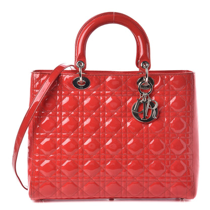 Christian Dior Patent Cannage Large Lady Dior Red 1 of 28