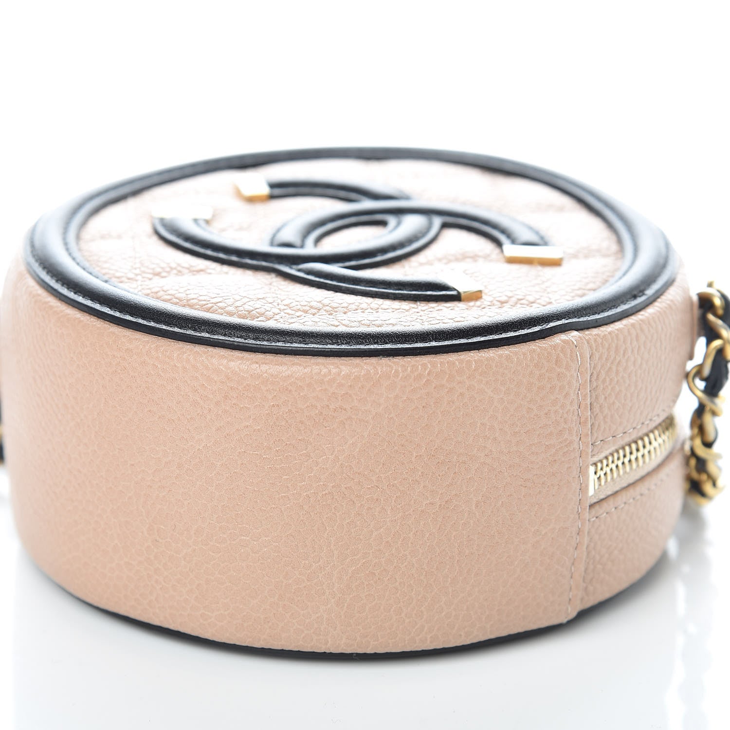 Chanel Caviar Quilted Round Filigree Crossbody Beige Black 9 of 9