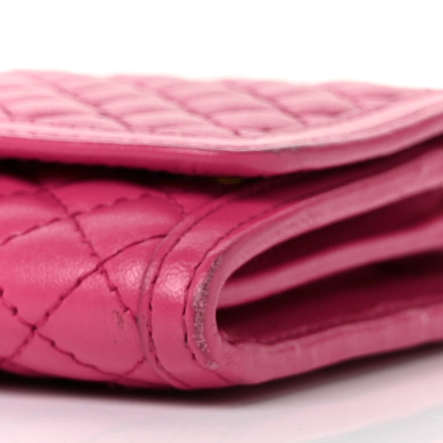 Soft Calfskin Quilted Chain Wallet Fuxia