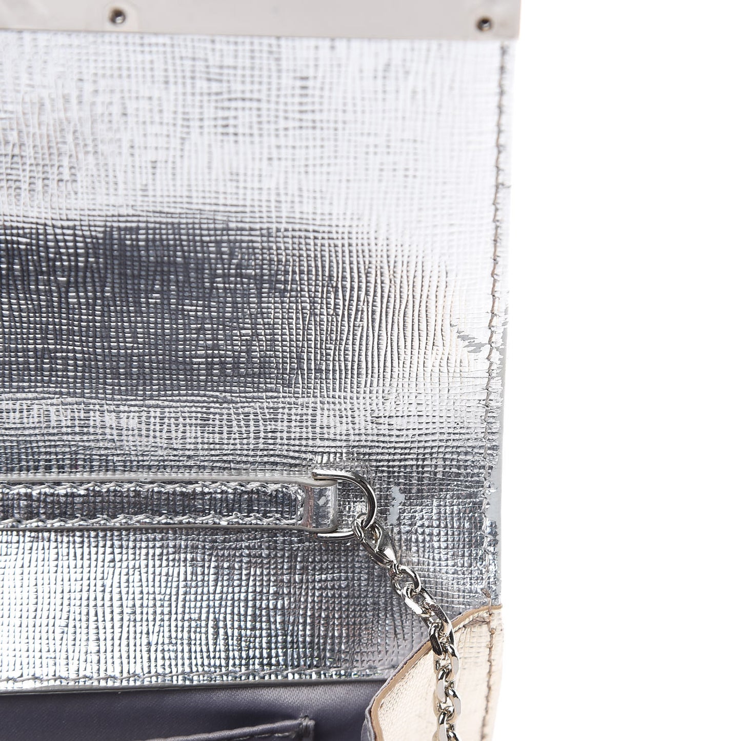 Vitello Mirror Elite Bi-Color Mini Rush Clutch Argento Champagne