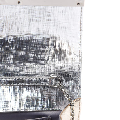 Fendi Vitello Mirror Elite Bi-Color Mini Rush Clutch Argento Champagne 10 of 16