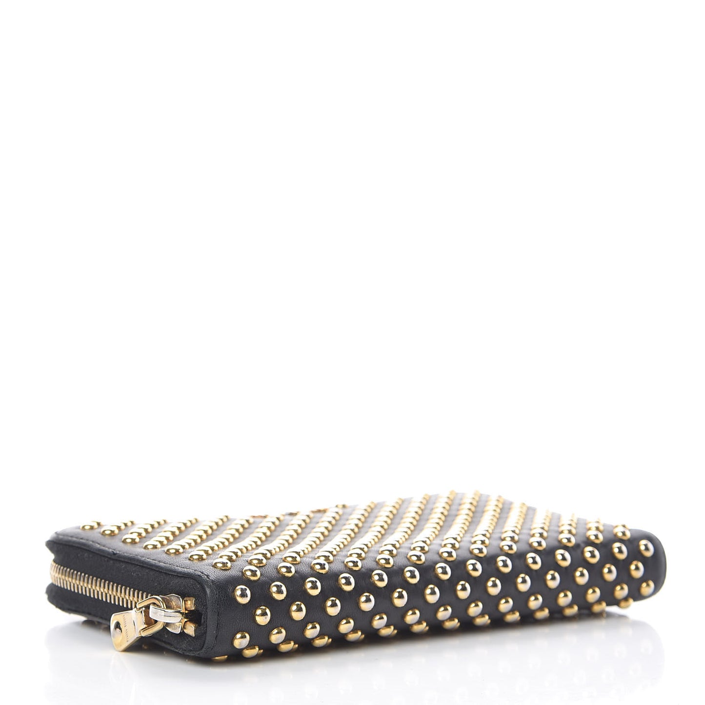 Nappa Metal Studded Zip Around Wallet Black