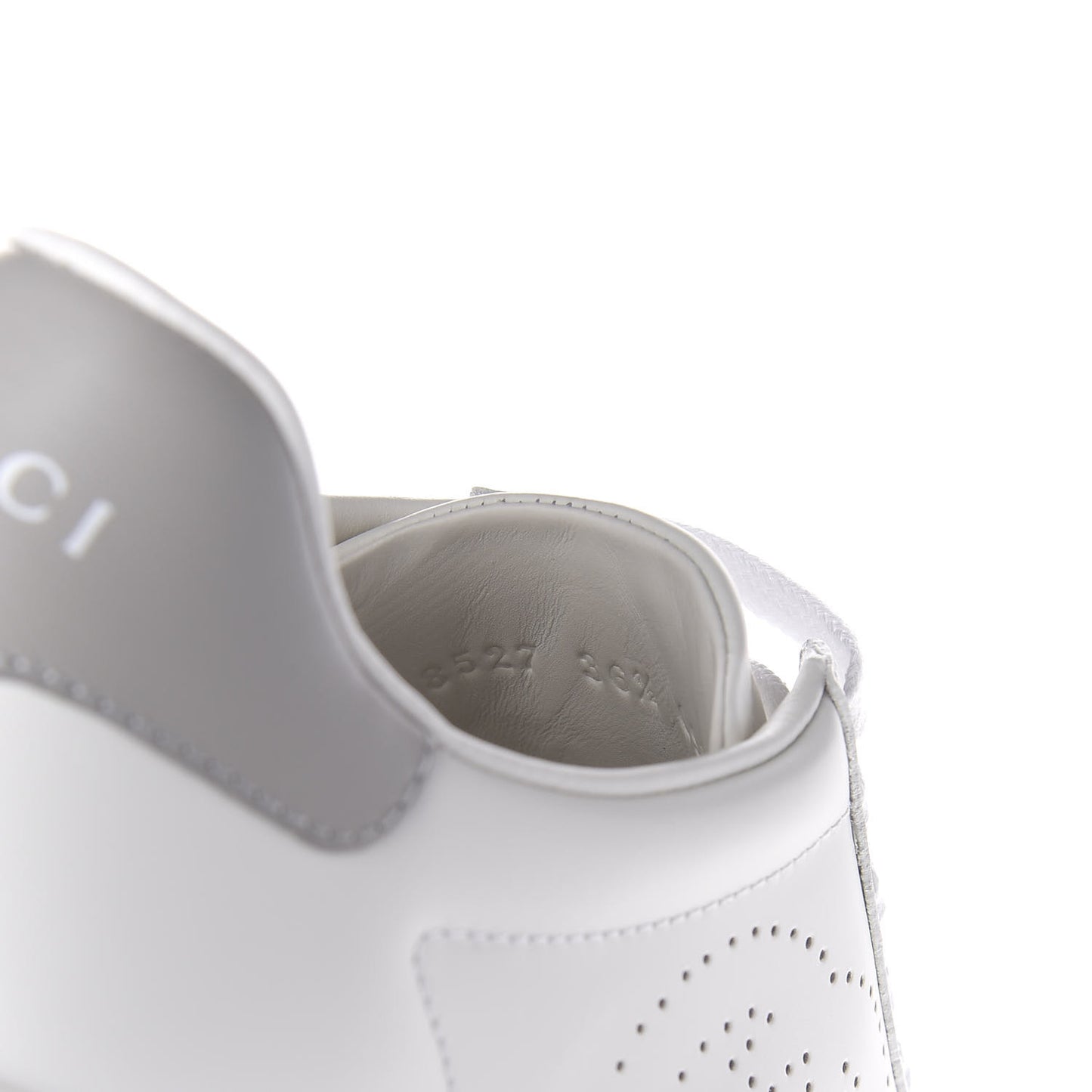 Calfskin Interlocking G Perforated Womens Ace Sneakers 36.5 White Grey Sky