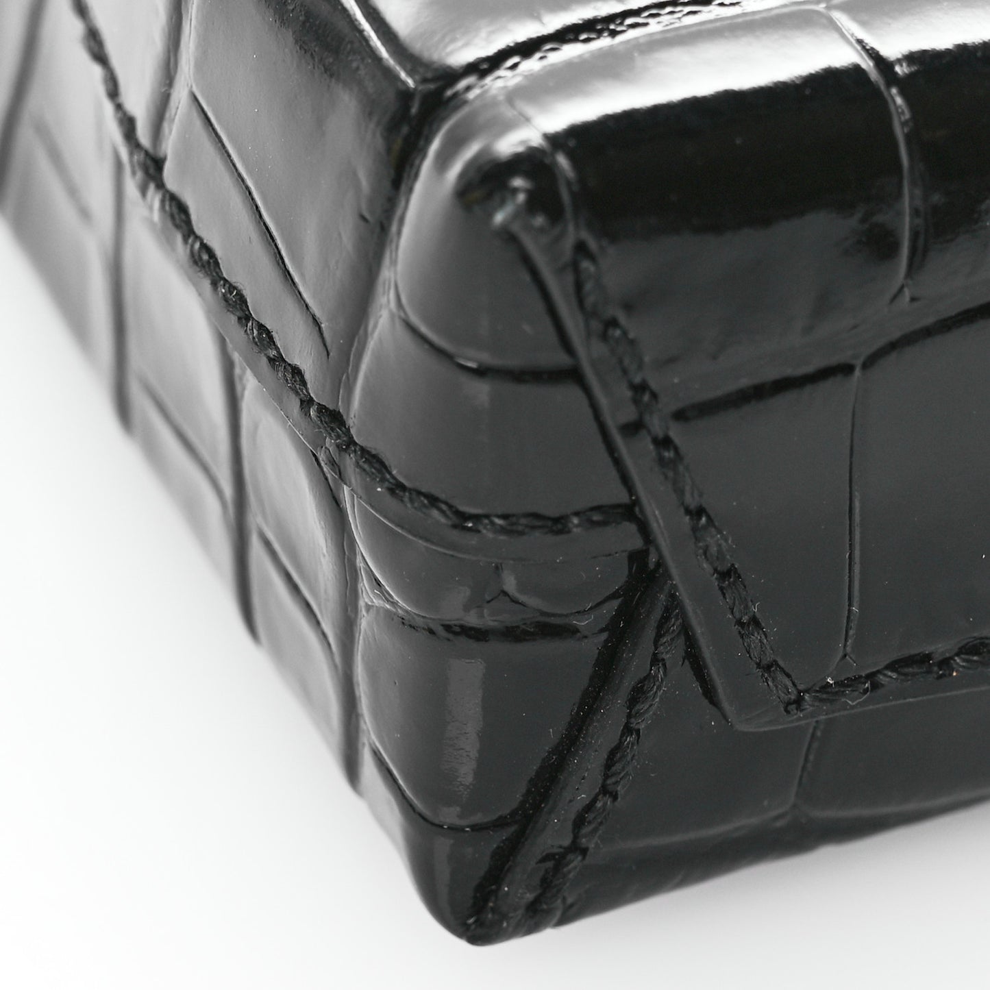 Calfskin Crocodile Embossed Logo Shopping Phone Holder Bag Black