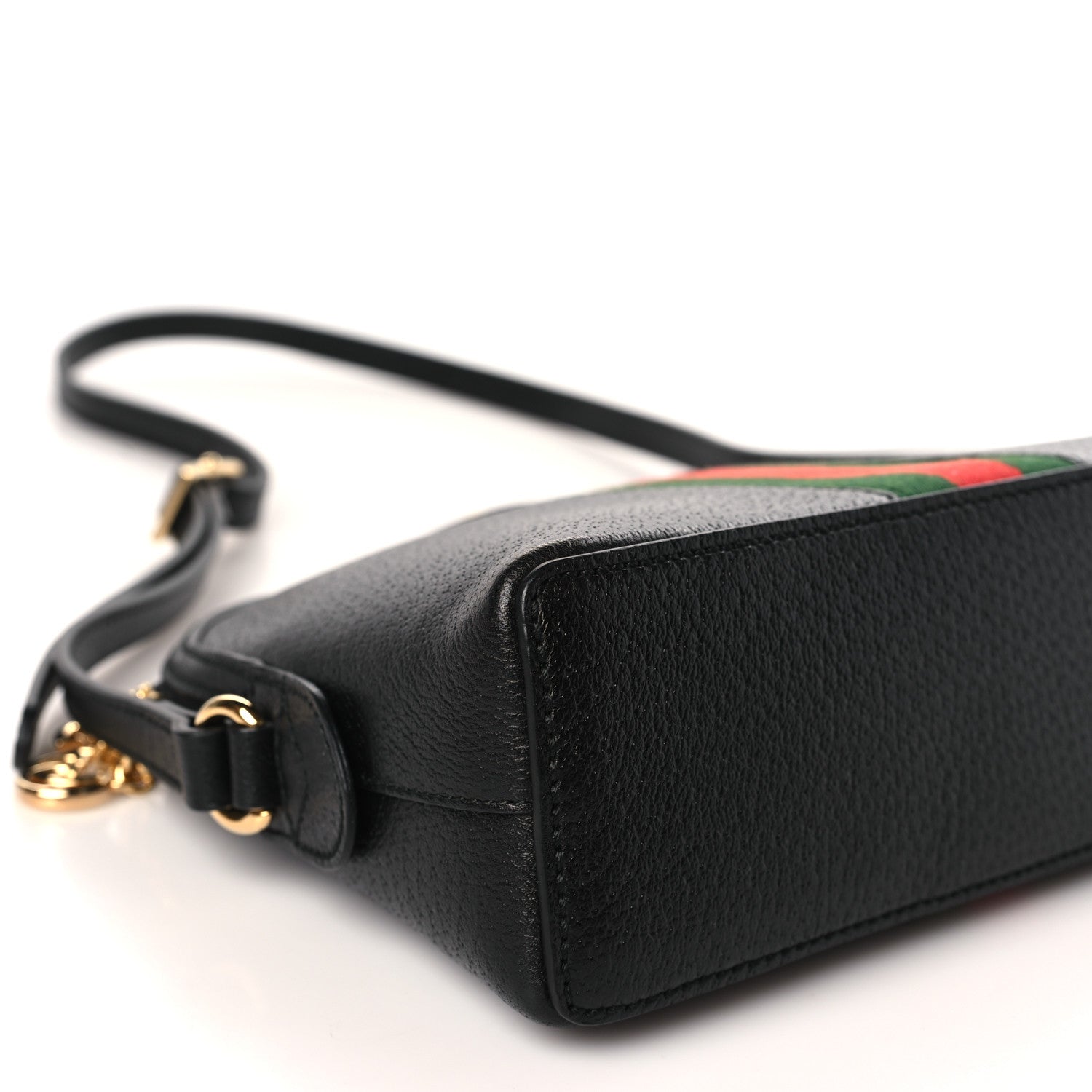 Gucci Calfskin GG Web Small Ophidia Dome Shoulder Bag Black 9 of 10