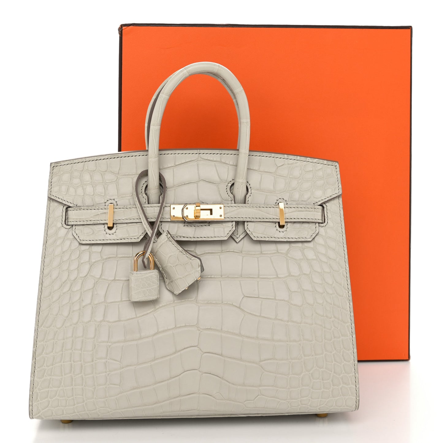 Matte Alligator Birkin Sellier 25 Beton