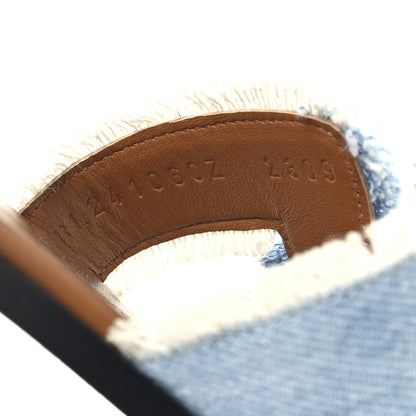 Hermes Denim Oran Fringe Sandals 36.5 Bleu Clair 7 of 9