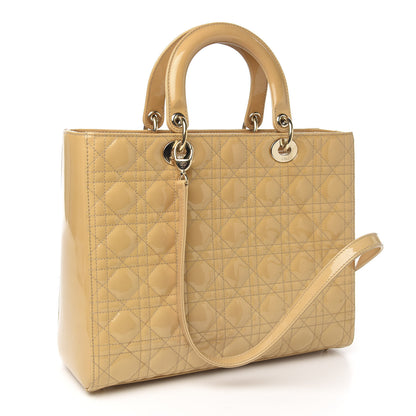 Christian Dior Patent Cannage Large Lady Dior Beige 2 of 8