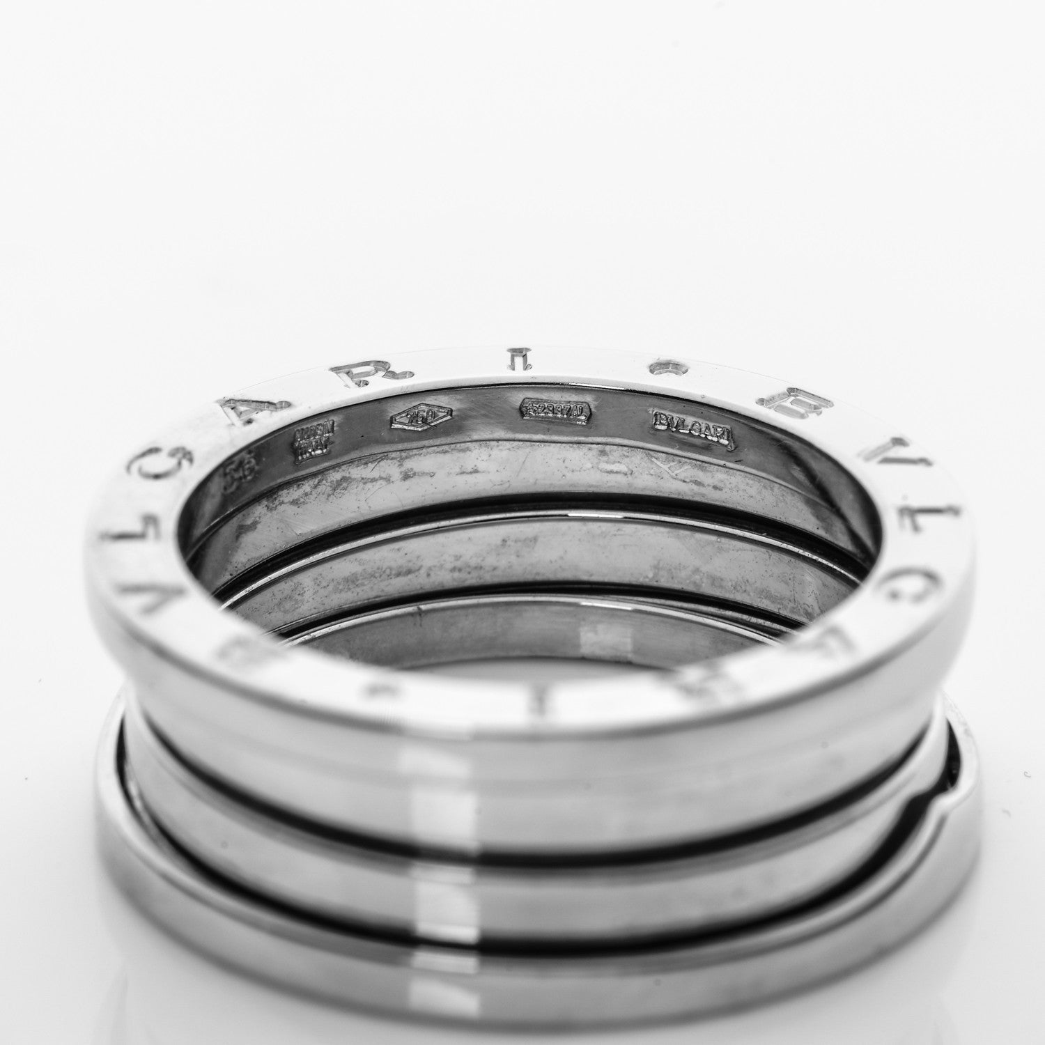 Bulgari 18K White Gold B.Zero1 3 Band Ring 56 7.5 4 of 8