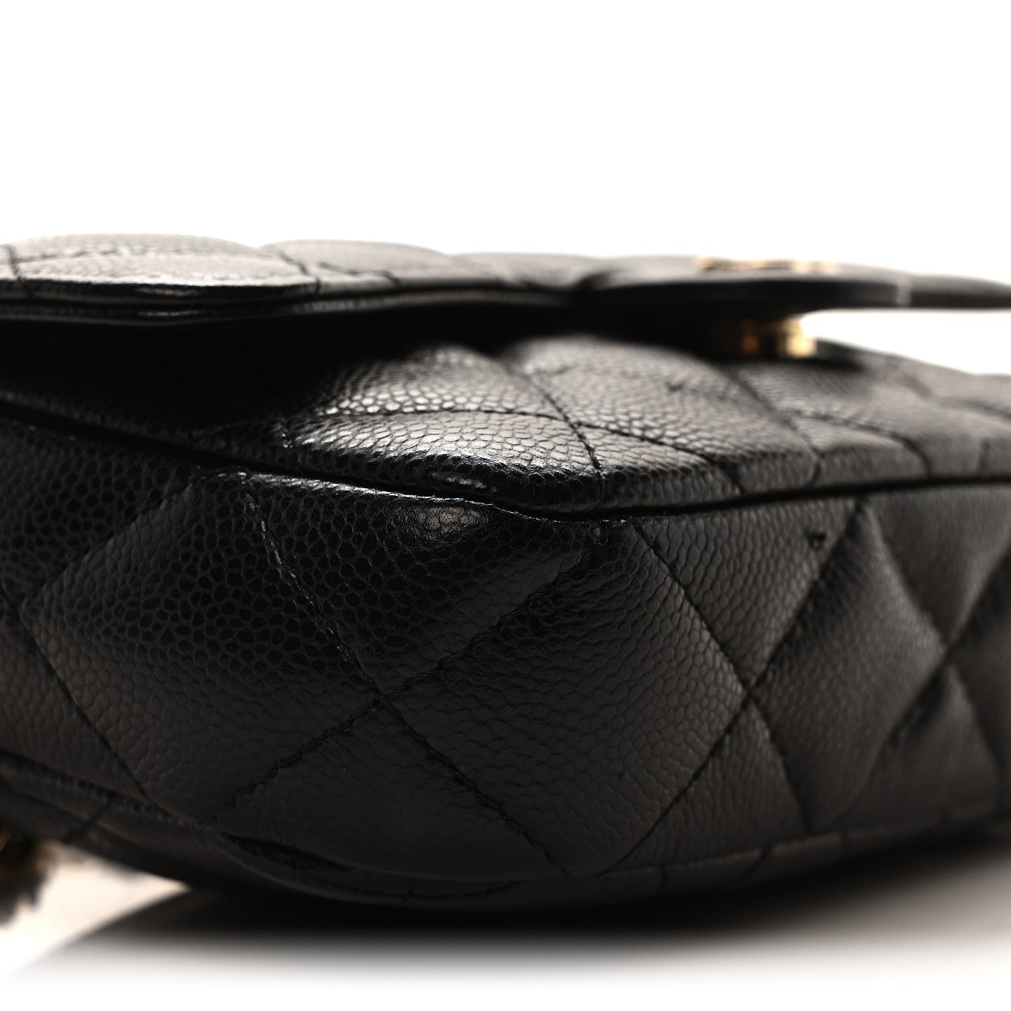Caviar Quilted Flap Phone Holder With Chain Black