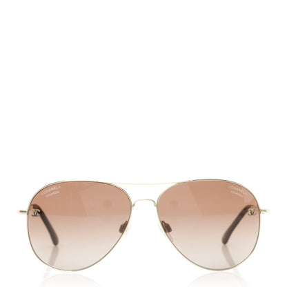 Chanel Aviator CC Sunglasses 4189-T-Q Gold 2 of 9