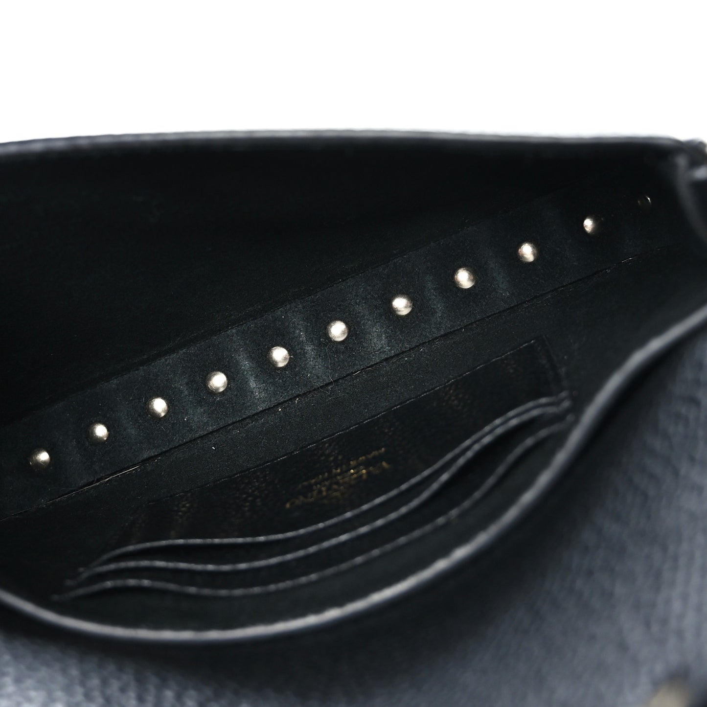 Grainy Calfskin Rockstud Crossbody Pouch Black