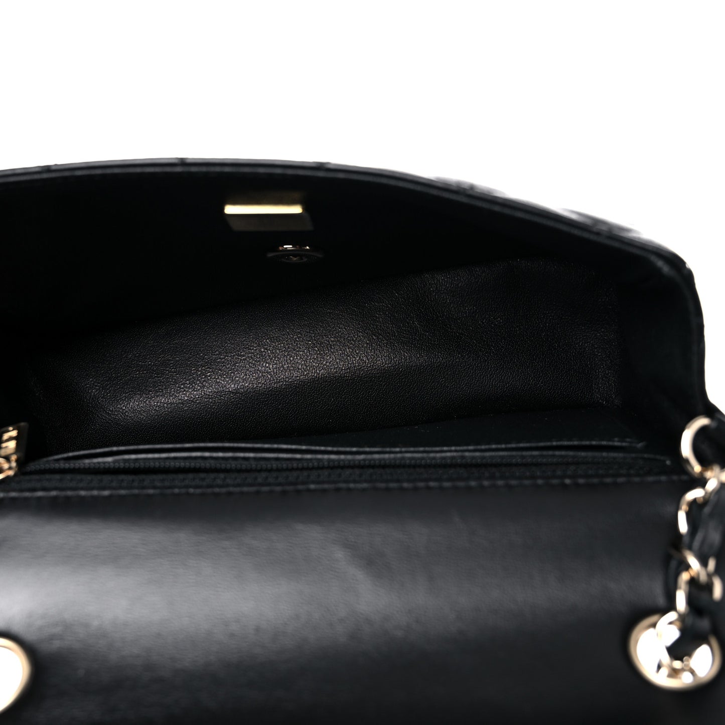 Lambskin Quilted Mini Rectangular Flap Black
