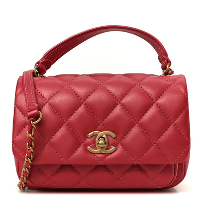 Chanel Metallic Calfskin Quilted Top Handle Flap Dark Pink 1 of 11