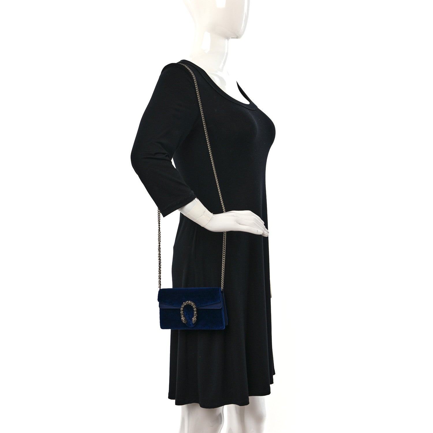 Gucci Velvet Super Mini Dionysus Shoulder Bag Cobalt 2 of 9